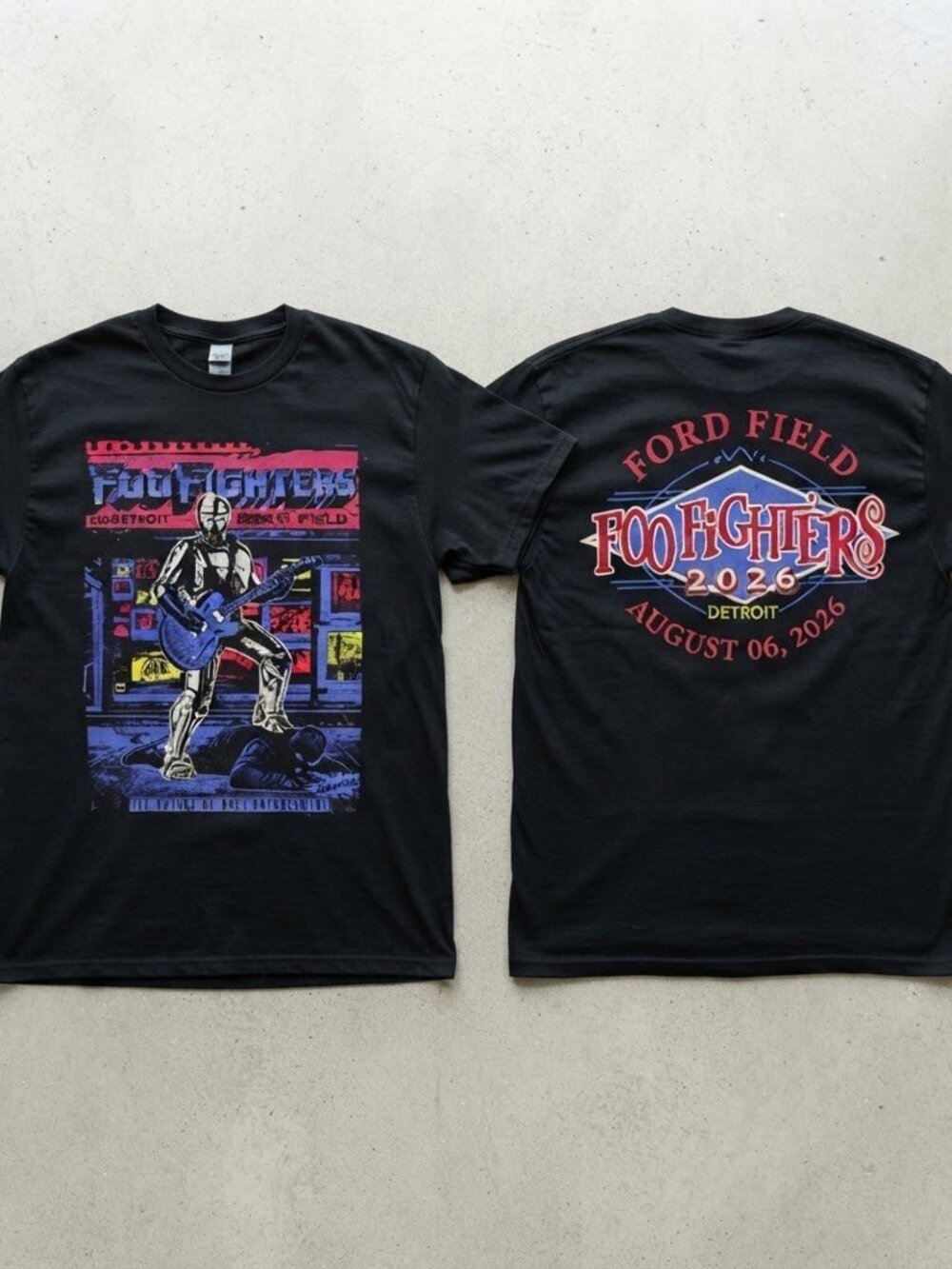 Foo Fighters Detroit Ford Field Tour 2026 Concert T-Shirt